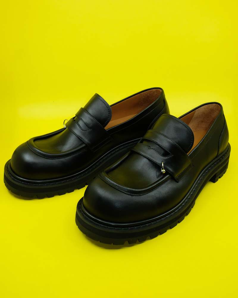 Marni Leather Pierced Moccasin - Black