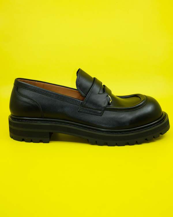 Marni Leather Pierced Moccasin - Black