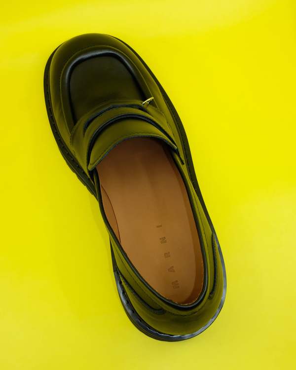 Marni Leather Pierced Moccasin - Black
