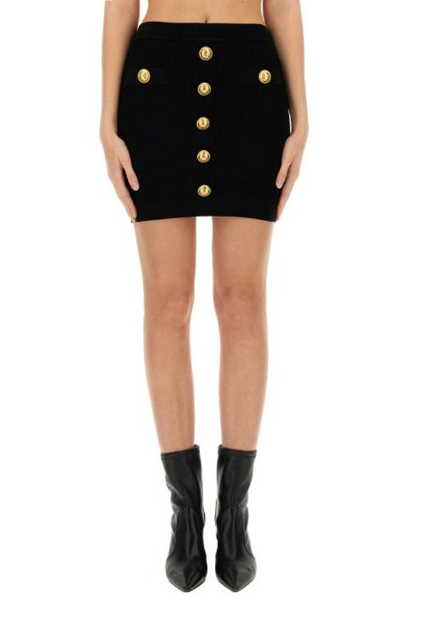 Balmain EF1LB290KB070PA Mini Skirt - Black