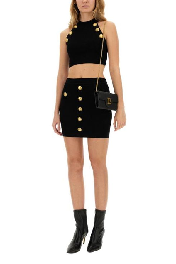 Balmain EF1LB290KB070PA Mini Skirt - Black