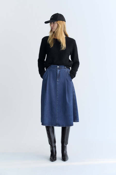 604service Onyx Denim Skirt - Washed Black | Garmentory