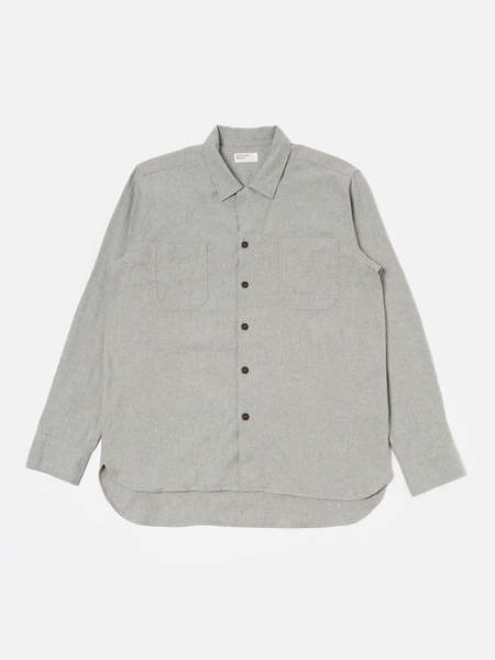 Auralee WOOL CASHMERE LIGHT TWEED SHIRT - GREEN | Garmentory