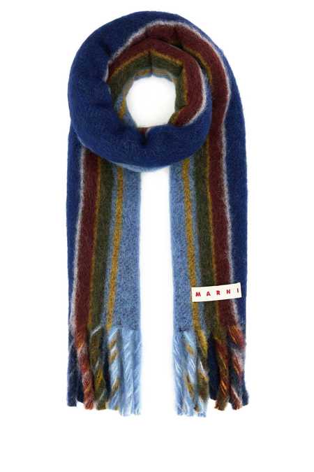 Marni Wool Scarf With Alternating Stripes - Pink/Grey