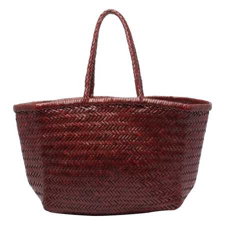 トートバッグ [Dragon Diffusion] Mini Flat Gora Dark Brown Dragon Diffusion - Mini Flat Gora Dark Brown Woven Leather Bag