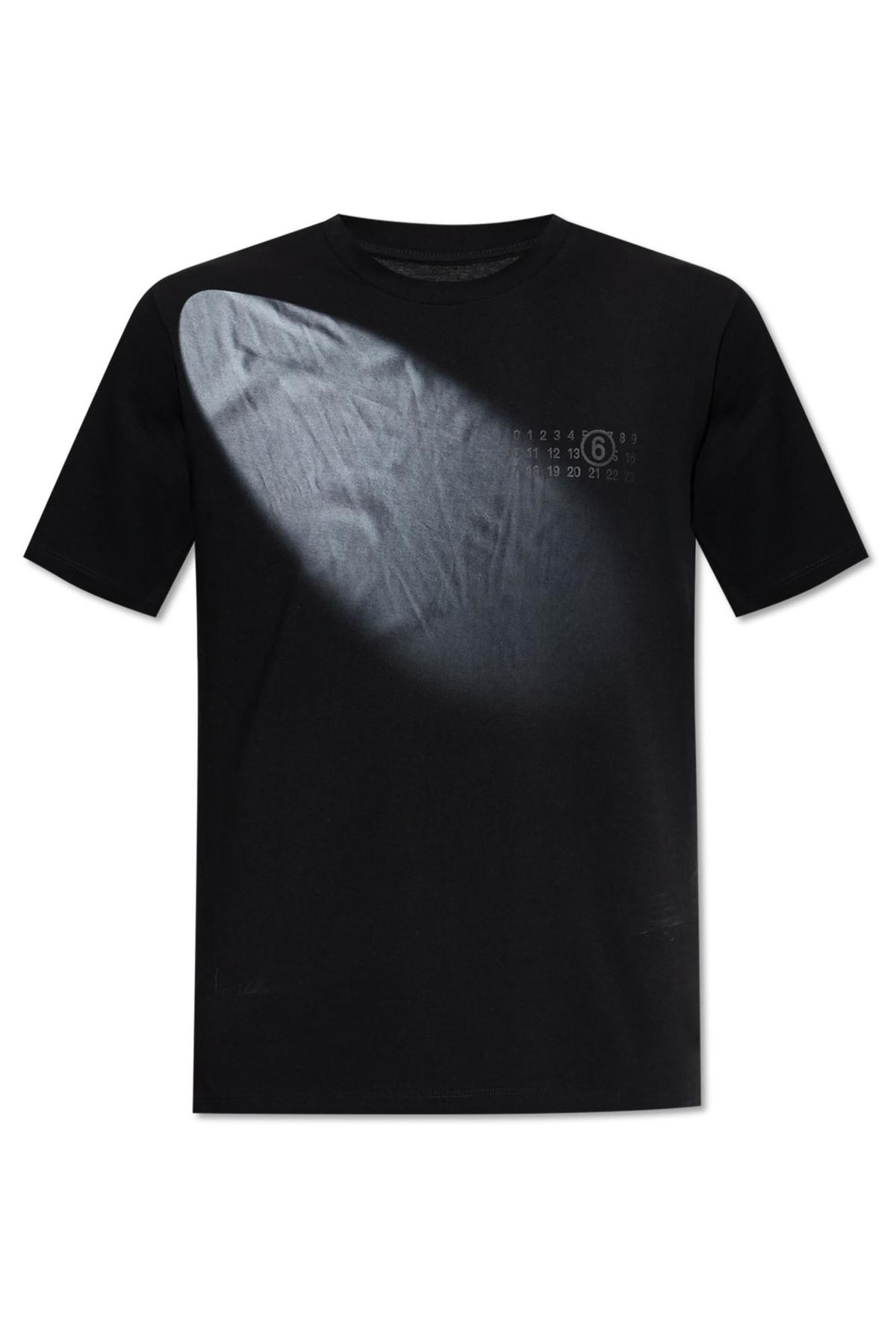 MM6 Maison Margiela　異素材Tシャツ MM6 Maison Margiela T-shirt With Print - Black/Blue | Garmentory