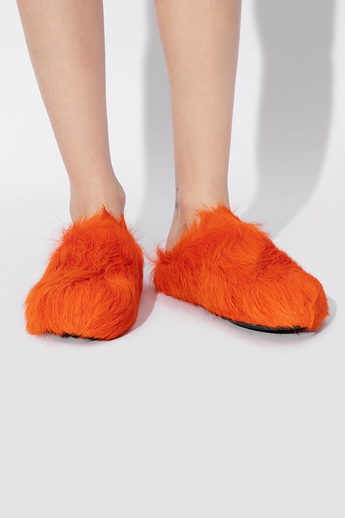 Marni Fussbett Fur Slides Orange