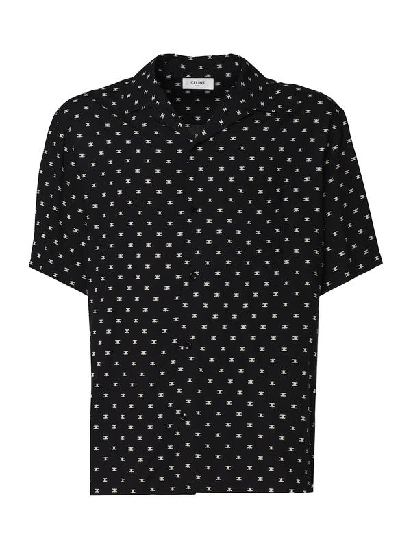 Celine Hawaiian Shirt With Viscose Print Shirt - Black/Cream