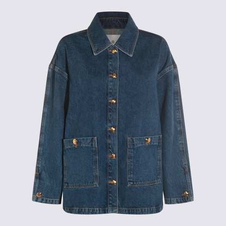 ダウンジャケット・コート OFF-WHITE WOMEN Motorcycle Hole Crop Jacket Blue DGHM-JLMY Women's Punk Sexy Crop Motorcycle Jacket Open
