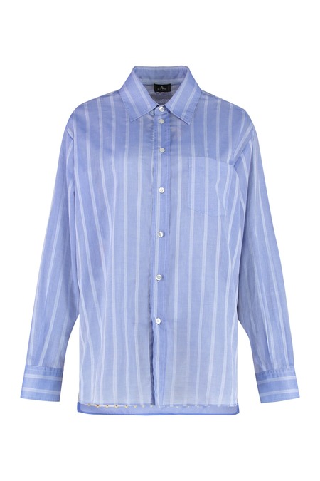 Etro Viscose And Silk Shirt With Iconic Motif - Clear Blue