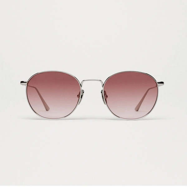Chimi Eyewear Round Silver Burgundy Gradient Sunglasses Chimi Eyewear Round Silver Burgundy Gradient Sunglasses