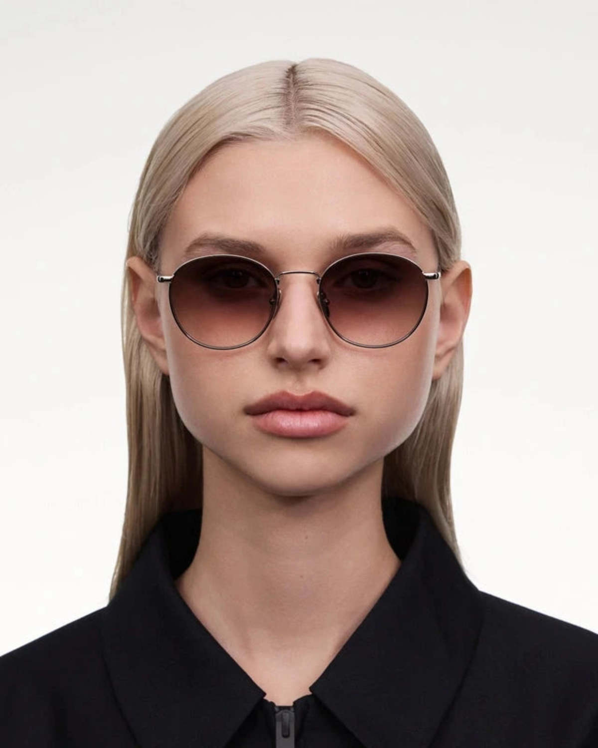 Chimi Eyewear Round Silver Burgundy Gradient Sunglasses - Image 2 of 5