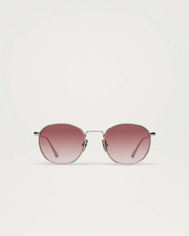 Chimi Eyewear Round Silver Burgundy Gradient Sunglasses