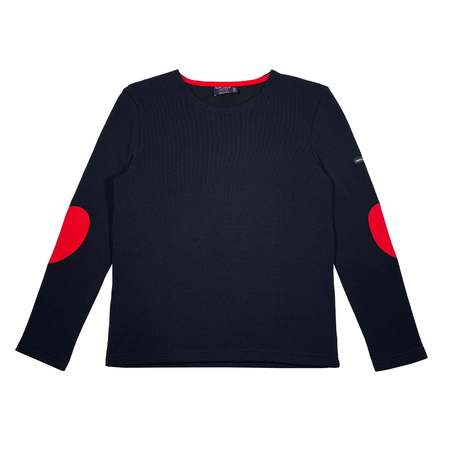 【SAINT JAMES】Vaujany U Long Sleeve T-Shirt Women's Striped Long Sleeve T-Shirt with Heart Elbow Patches
