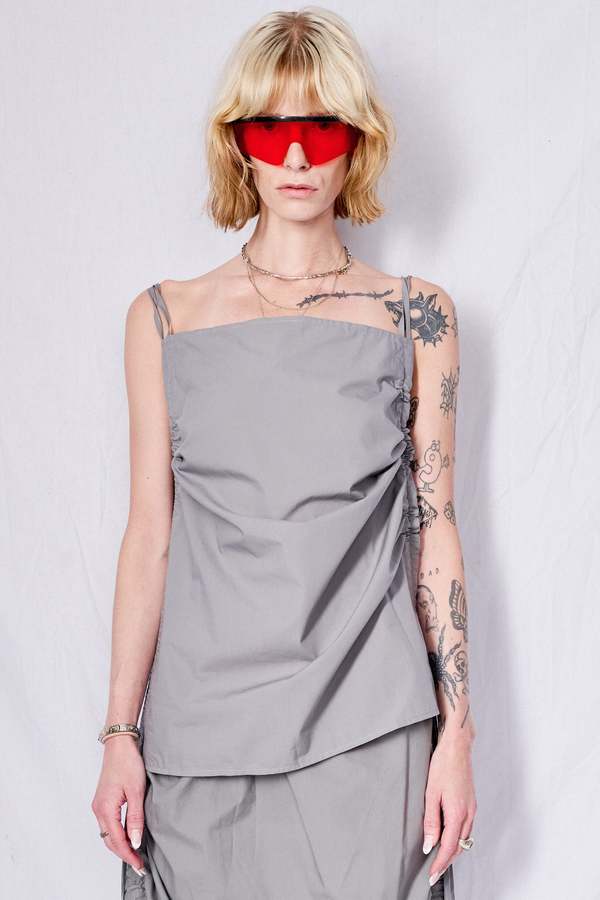 Baserange Ziti Grey Pictorial Strap Top | Garmentory