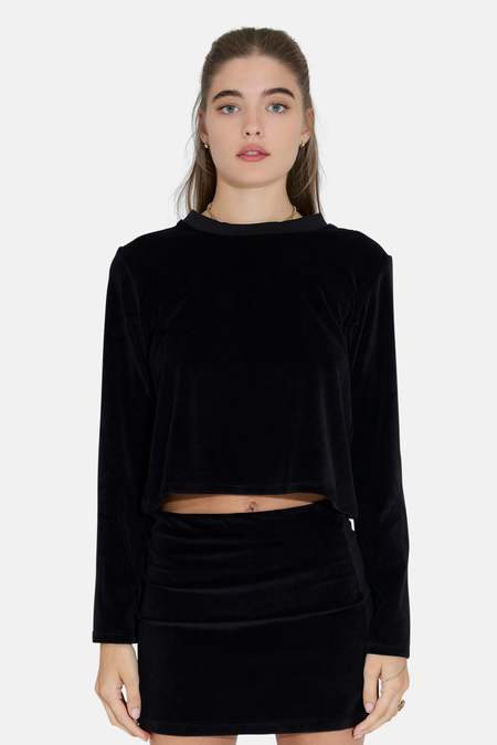 Rick Owens Flag Crop Habotai Top - 09 BLACK | Garmentory