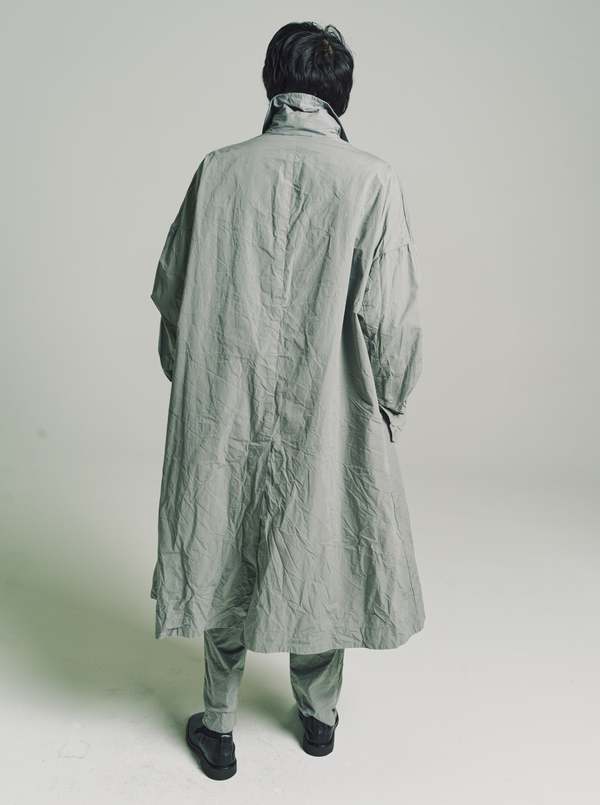 Casey Casey Grey Wrinkled Card Cotton Double Breasted Army Coat