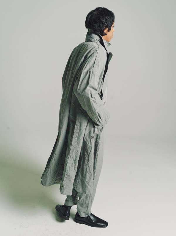 Casey Casey Grey Wrinkled Card Cotton Double Breasted Army Coat