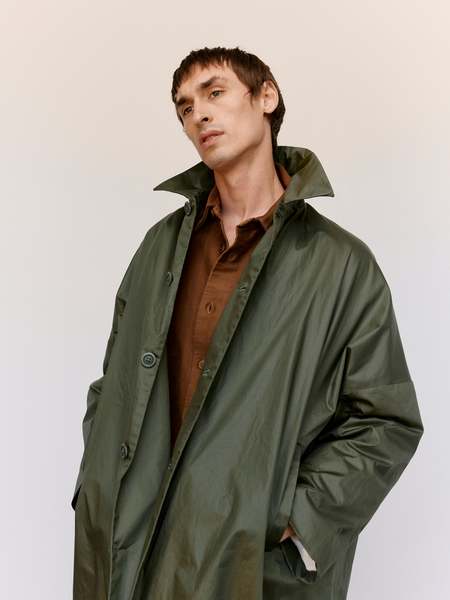 Casey Casey Oversized Wax Cotton Blom Coat - Khaki Brown