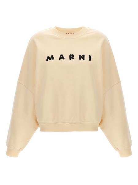 トップス Marni Logo Printed Cropped Hoodie Logo-Cotton-Cropped-Hoodie--