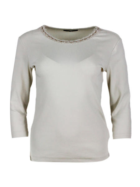 Fabiana Filippi Polo Shirt With Diamond Thread - White