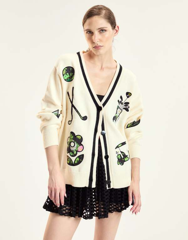 Cynthia Rowley Patchwork Cardigan - Cloud White Cynthia Rowley Patchwork Cardigan - Cloud White
