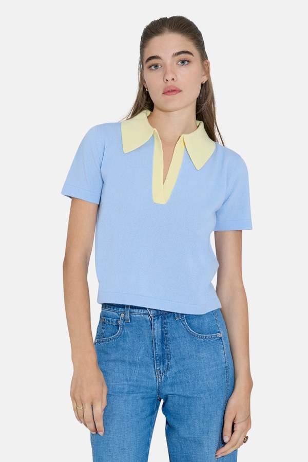 The Tile Club Tate Cashmere Contrast Polo