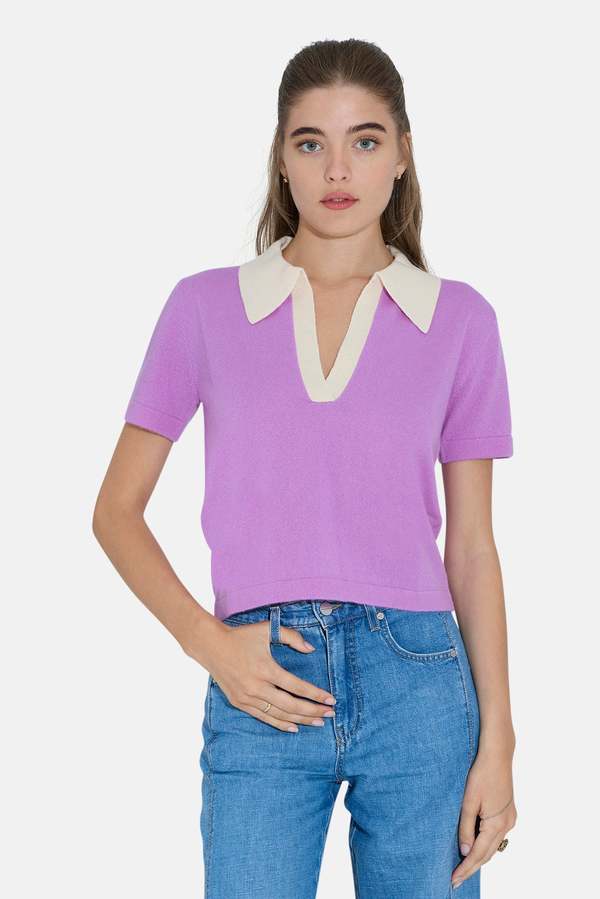 The Tile Club Tate Cashmere Contrast Polo