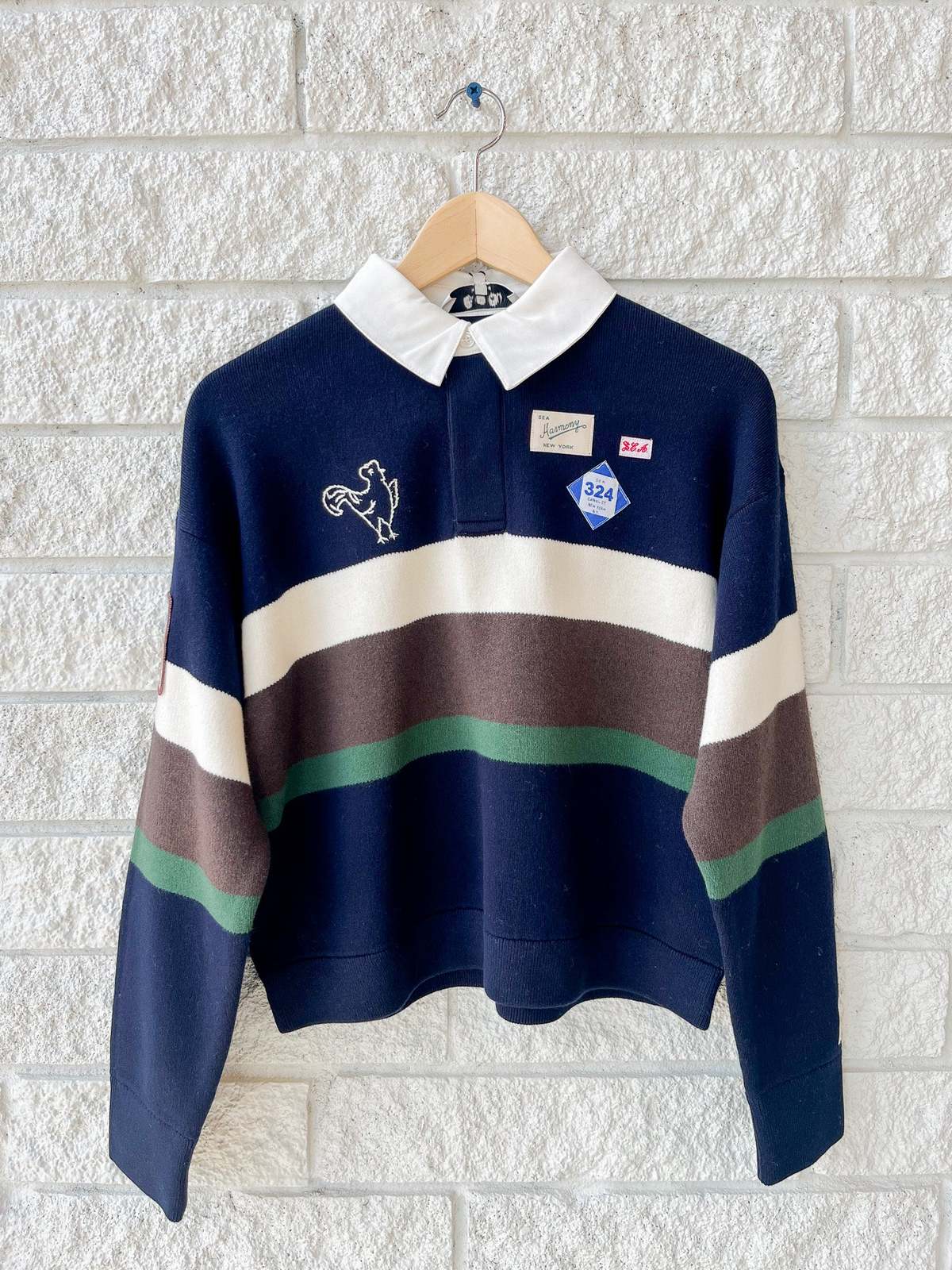 美品、ROKU SHEER JAQUARED RUGBY SHIRT KNIT 6(ROKU) SHEER JAQUARED RUGBY SHIRT KNIT - メルカリ