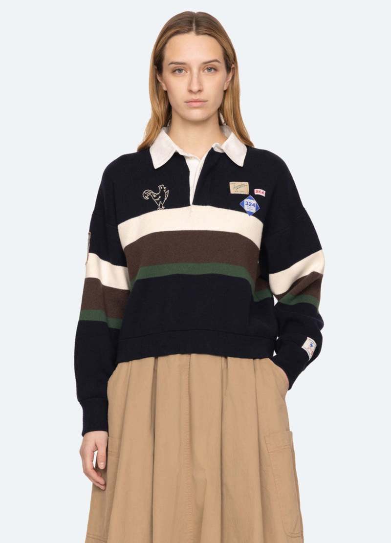 Sea NY Arther Varsity Knit Rugby Shirt | Garmentory