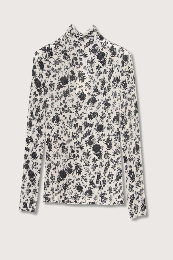 Ulla Johnson Aurelia Long Sleeve Turtleneck Top - White Garden