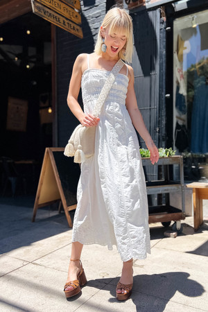 Z Supply Dani Embroidered Midi Dress - White | Garmentory