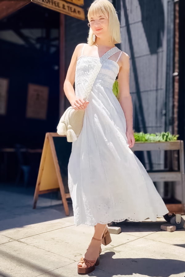 Z Supply Dani Embroidered Midi Dress - White | Garmentory Z Supply Dani Embroidered Midi Dress - White | Garmentory