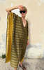 Two V Neck Caftan in Metallic Stripe - Thumbnail 1