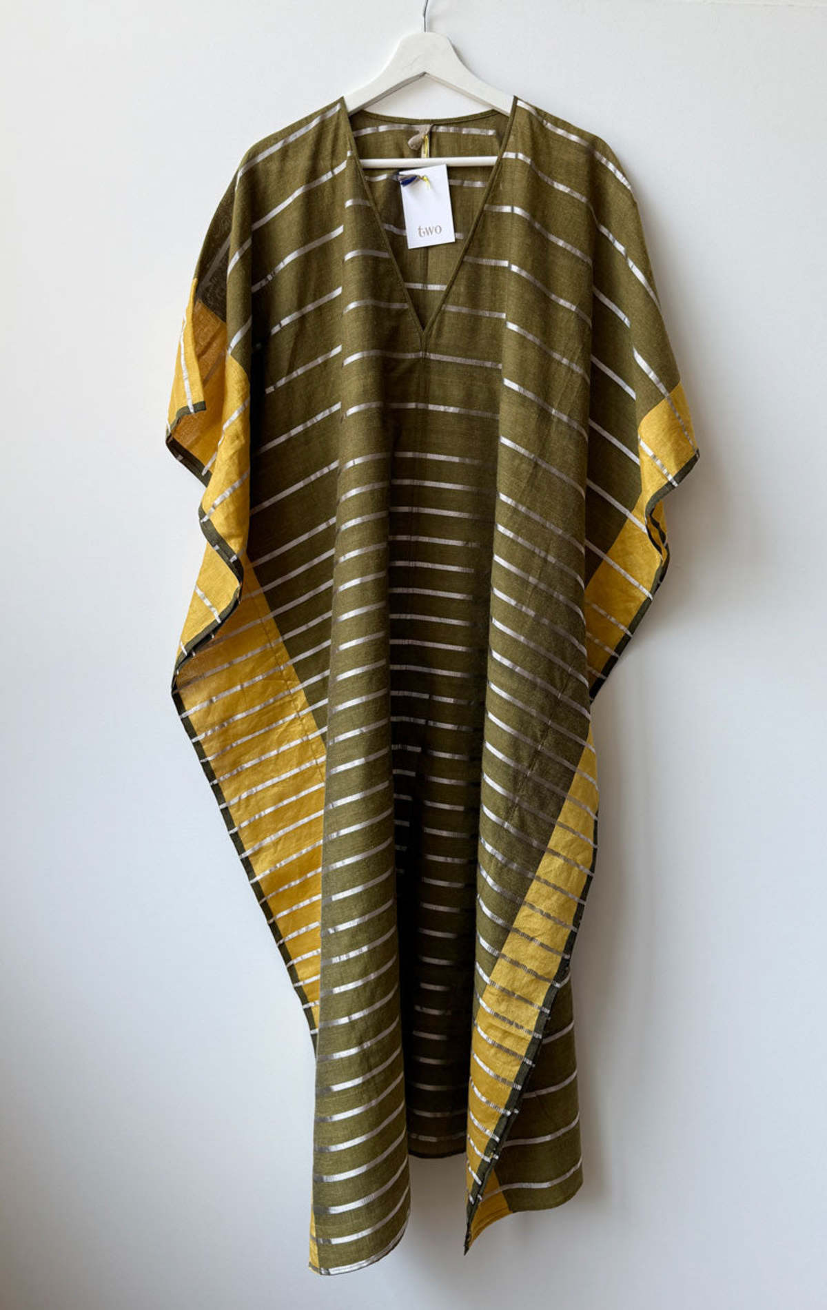 Two V Neck Caftan in Metallic Stripe - Image 2 of 2