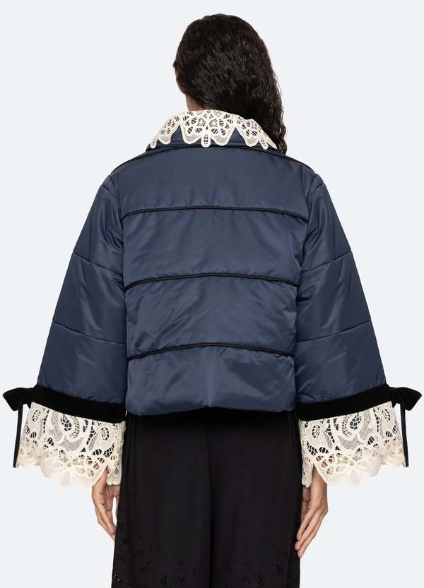 Sea Women's Adelina Battenberg Lace Quilted Puffer Jacket – Mid