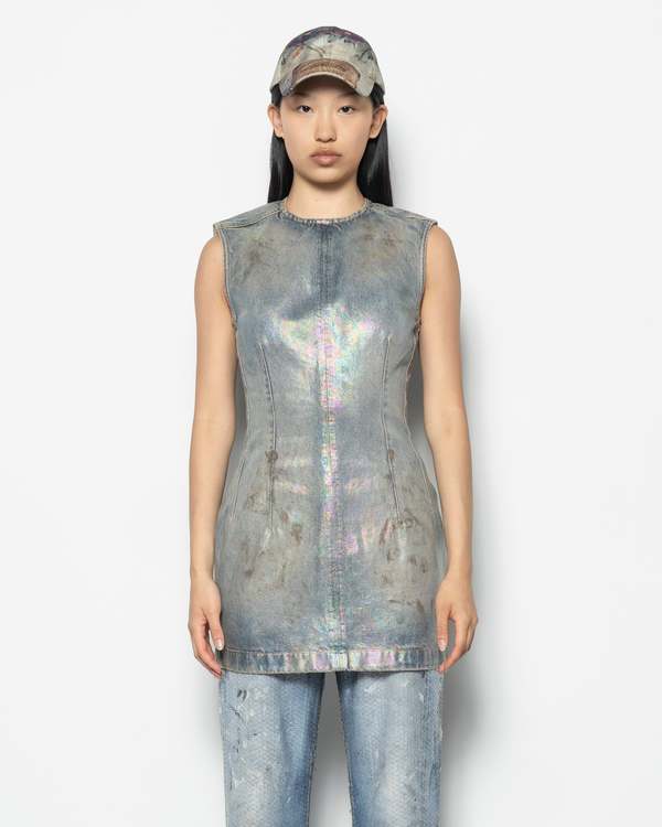Acne Studios - Coated Denim Dress in Mid Blue - A20780-AUZ0 34