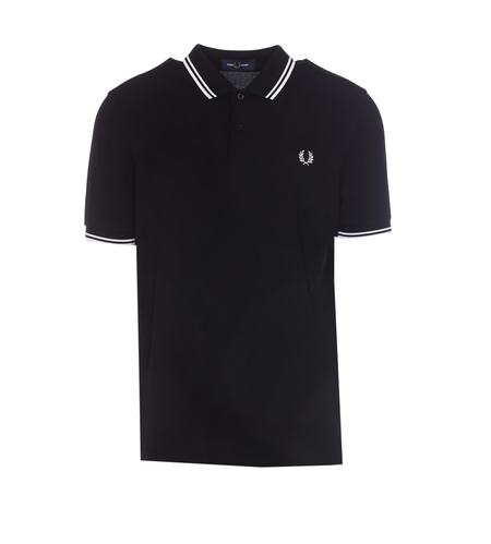 ★FRED PERRY★ Sport Embroidered T-shirt Dark Carbon AFPM243 Striped Cuff T-Shirt - Black | Men's T-Shirts | Designer T