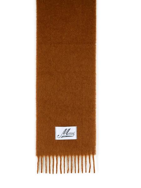 【MARNI】BRUSHED ALPACA SCARF / ALPACA MIX Marni RED BRUSHED ALPACA SCARF WITH FRINGES | REVERSIBLE