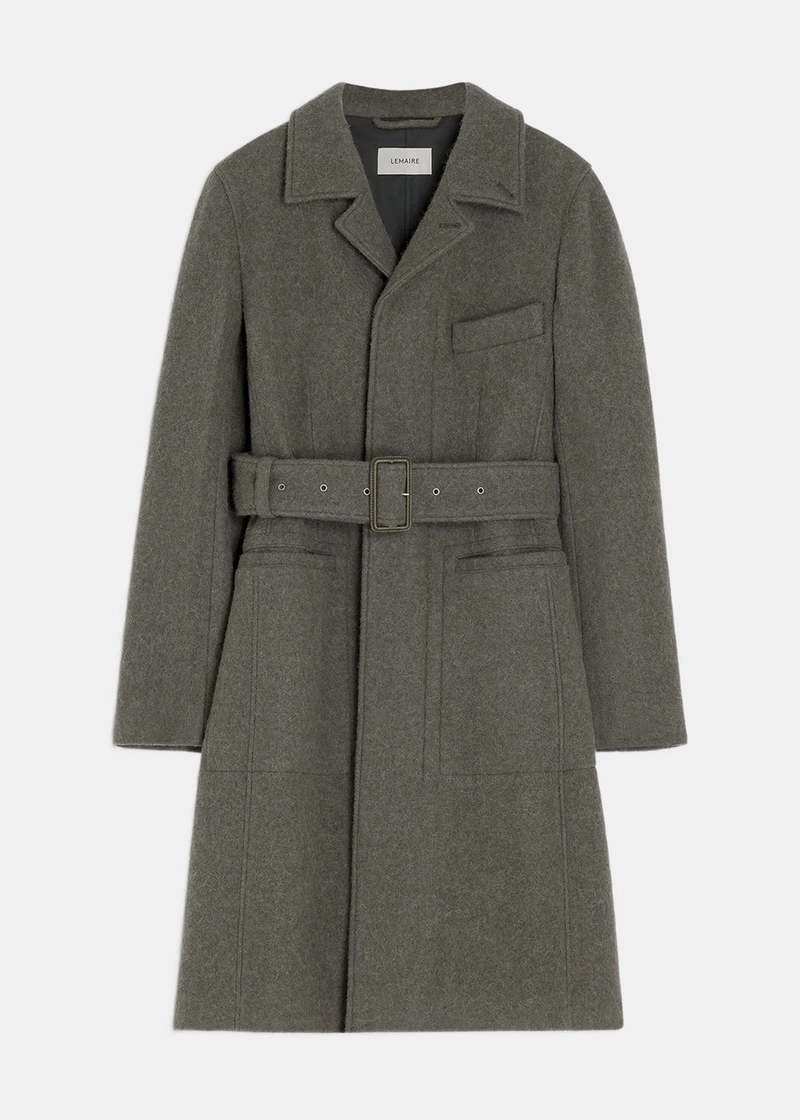 Lemaire Belted Tailored Coat - Dark Khaki | Garmentory