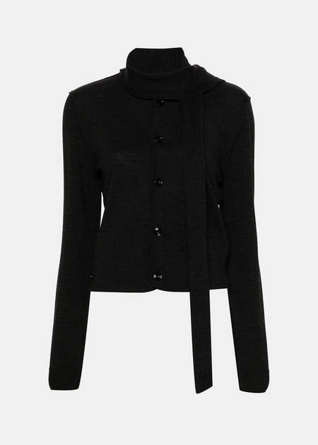 トップス lemaire twisted scarf cardigan Lemaire - Twisted Cardigan With Scarf in Dark Cacao – Stoy