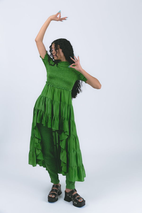 Abacaxi Smocked High Low Dress