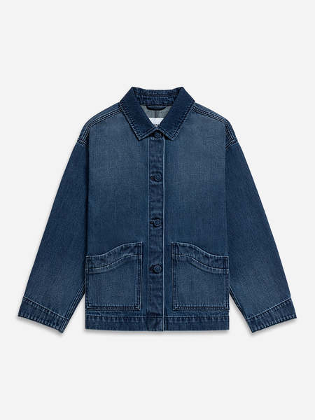 ジャケット GANNI - DARK BLUE DENIM JACKET Dark Blue Textured Jacket | GANNI US