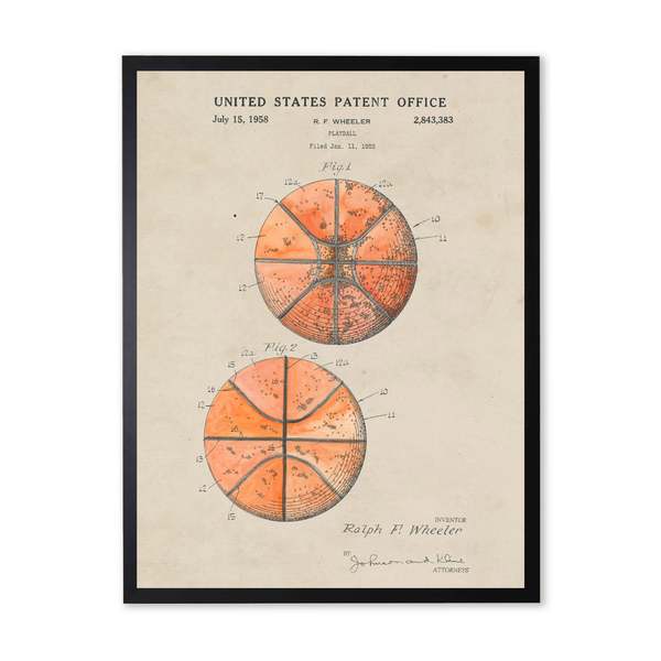 Antique Curiosities Basketball Patent Framed Print