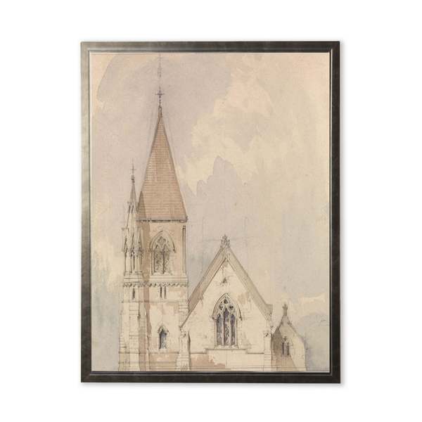 Antique Curiosities Cathedral Painting Print in Silver Frame Art Print