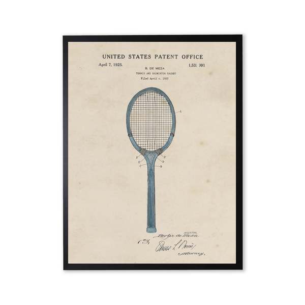 Antique Curiosities Tennis Racket Patent Framed Print