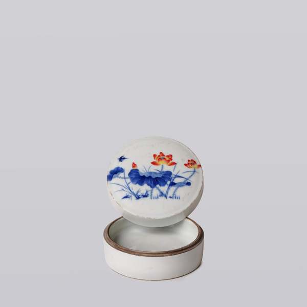 Cobalt Guild Blue and White Porcelain Lotus Bloom Ink Box
