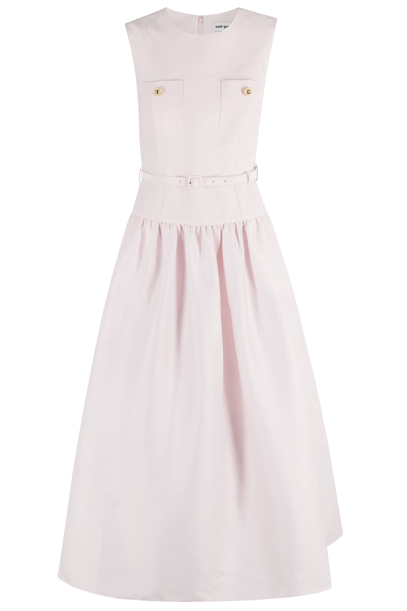 self portrait pink taffeta dress self-portrait - Pink Taffeta Buttoned Midi Dress