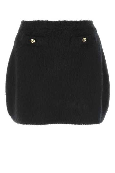 【送料&関税込】Miu Miu Black Stretch Wool Blend Mini Skirt Miu Miu Wool Blend Satin-Trim Mini Skirt (Skirts) IFCHIC.COM