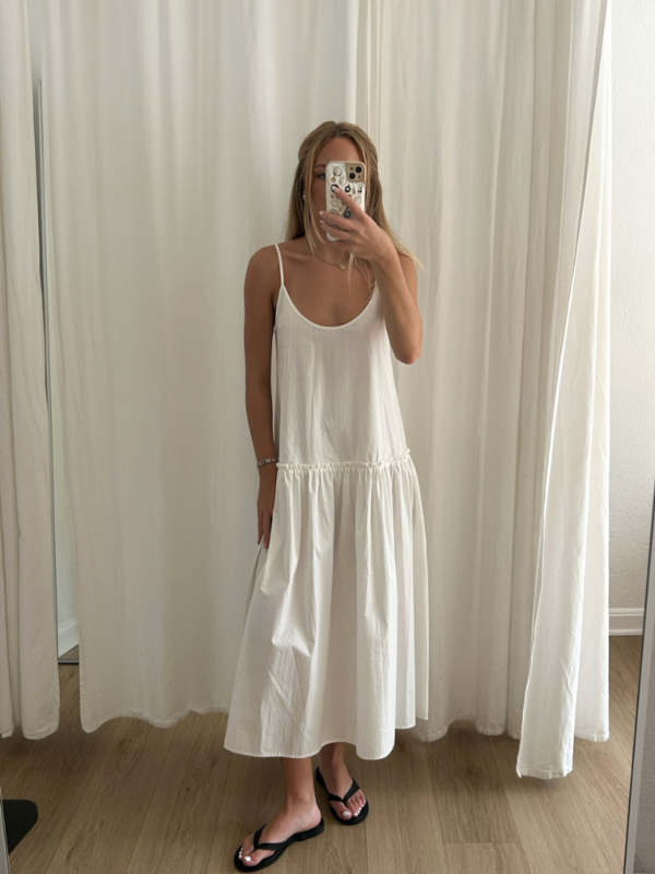Ali Golden Cotton Poplin Drop Waist Ruffle Dress - Bone | Garmentory Ali Golden Cotton Poplin Drop Waist Ruffle Dress - Bone | Garmentory